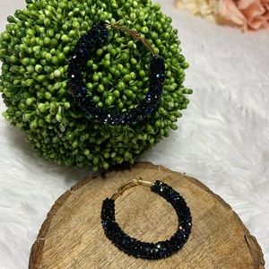 Black Iridescent Hoop Earrings